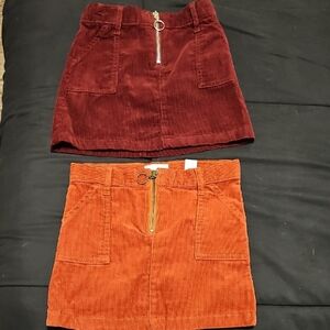 The Childrens Place Corduroy Skirt Set - Burgundy and Rust